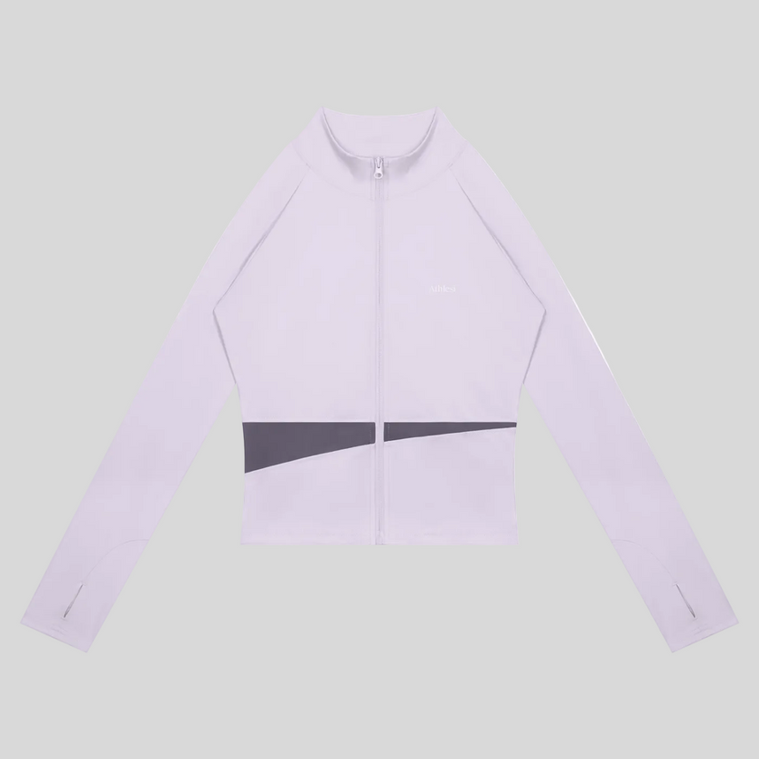 TrackLine Synergy Performance Jacket in Light Purple with Deep Purple color-block panel, front view