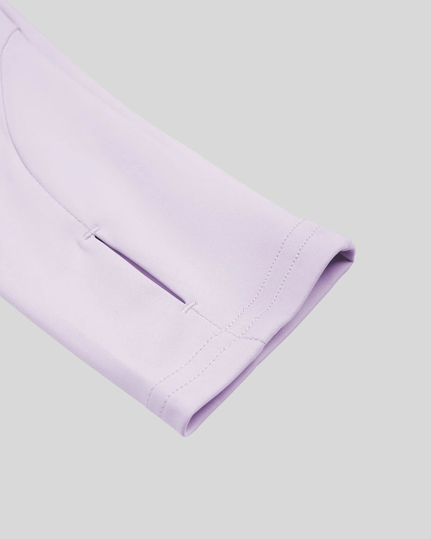 Close-up of thumbhole sleeve cuff on TrackLine Synergy Performance Jacket in Light Purple