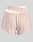 TrackLine Synergy Performance Shorts in Light Pink with Apricot color-block waistband, back view