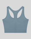 TrackLine Synergy Racerback Sports Bra in Gray Blue, racerback view
