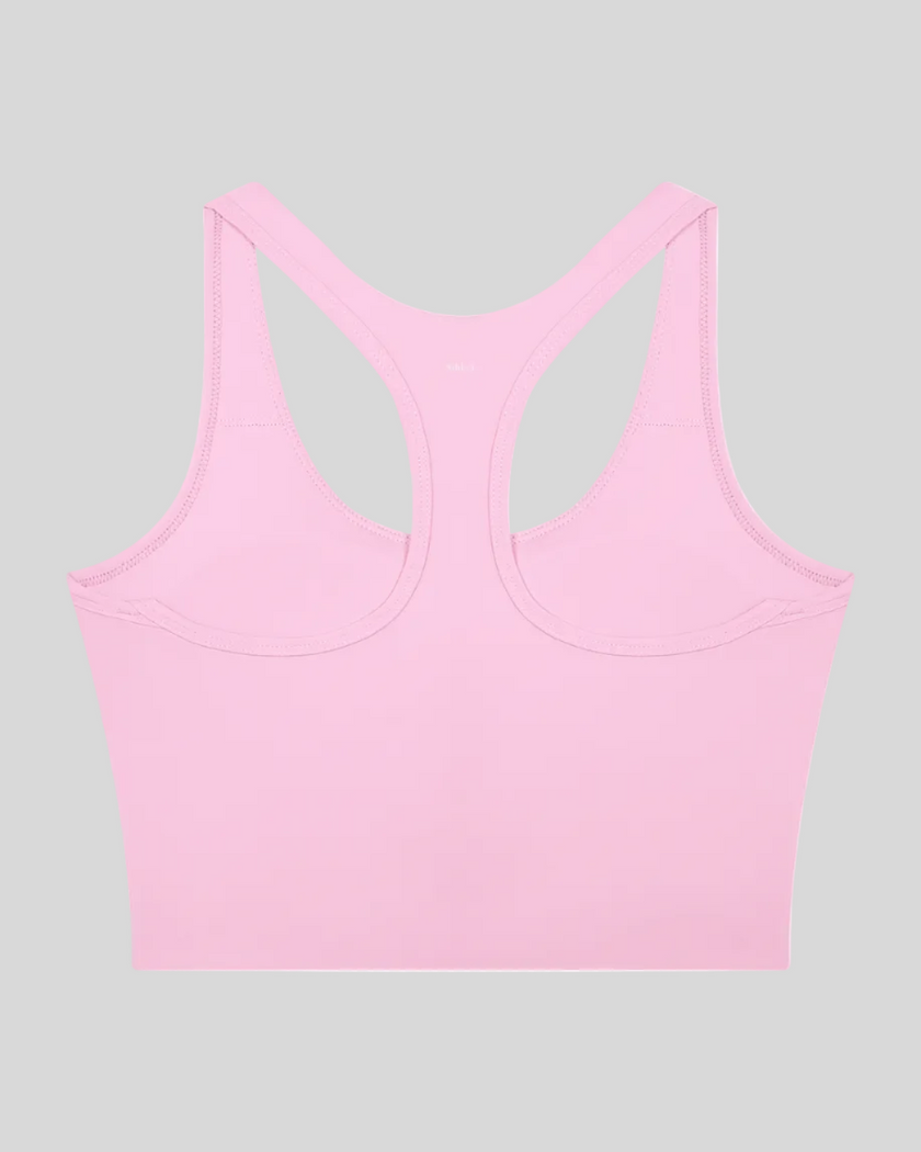 TrackLine Synergy Racerback Sports Bra in Pink, racerback view
