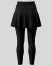 TrackLine Synergy Skirted Leggings in Black with integrated flared skirt, back view