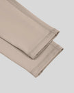 Close-up of fitted legging hem on TrackLine Synergy Skirted Leggings in Light Coffee