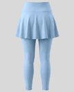 TrackLine Synergy Skirted Leggings in Sky Blue with integrated flared skirt, back view