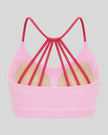 TrackLine Synergy Strappy Sports Bra in Pink with Rose Red, 3D back view