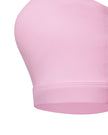 TrackLine Synergy Strappy Sports Bra in Pink with Rose Red, close-up of supportive underbust band