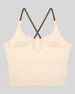 TrackLine Synergy Tank Top in Apricot with Khaki crossover straps, back view