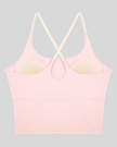 TrackLine Synergy Tank Top in Light Pink with Apricot crossover straps, back view