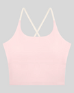 TrackLine Synergy Tank Top in Light Blue with Apricot crossover straps, front view