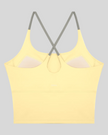 TrackLine Synergy Tank Top in Light Yellow with Light Gray crossover straps, back view