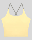 TrackLine Synergy Tank Top in Light Yellow with Light Gray crossover straps, front view