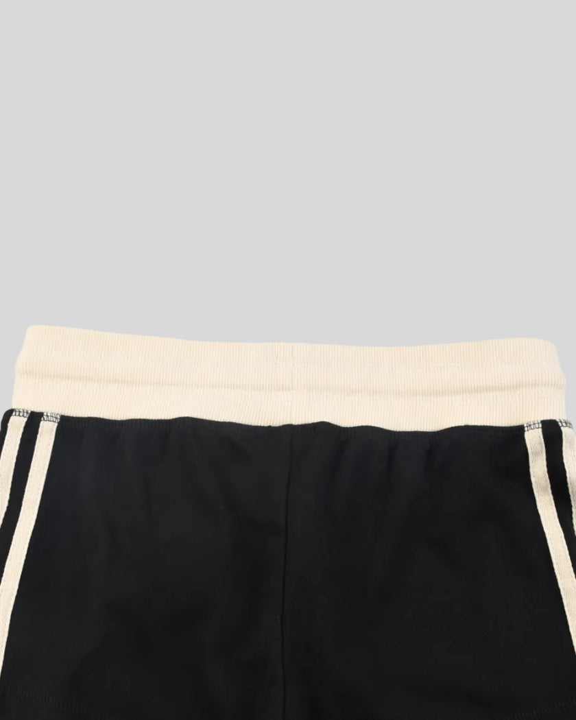 Back waistband detail closeup of the Athlesi TrackLine Track Shorts in black