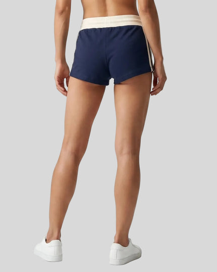 Lower body back view of the Athlesi TrackLine Track Shorts in blue