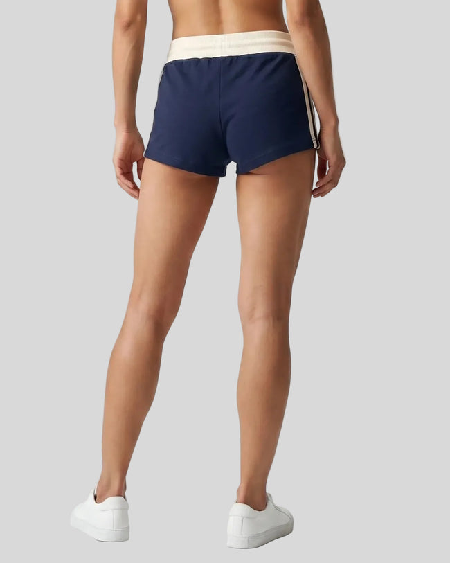 Lower body back view of the Athlesi TrackLine Track Shorts in blue