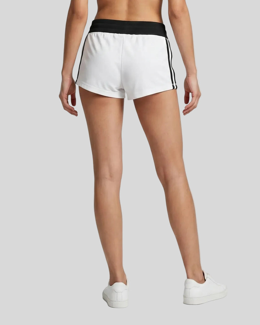 Lower body back view of the Athlesi TrackLine Track Shorts in white