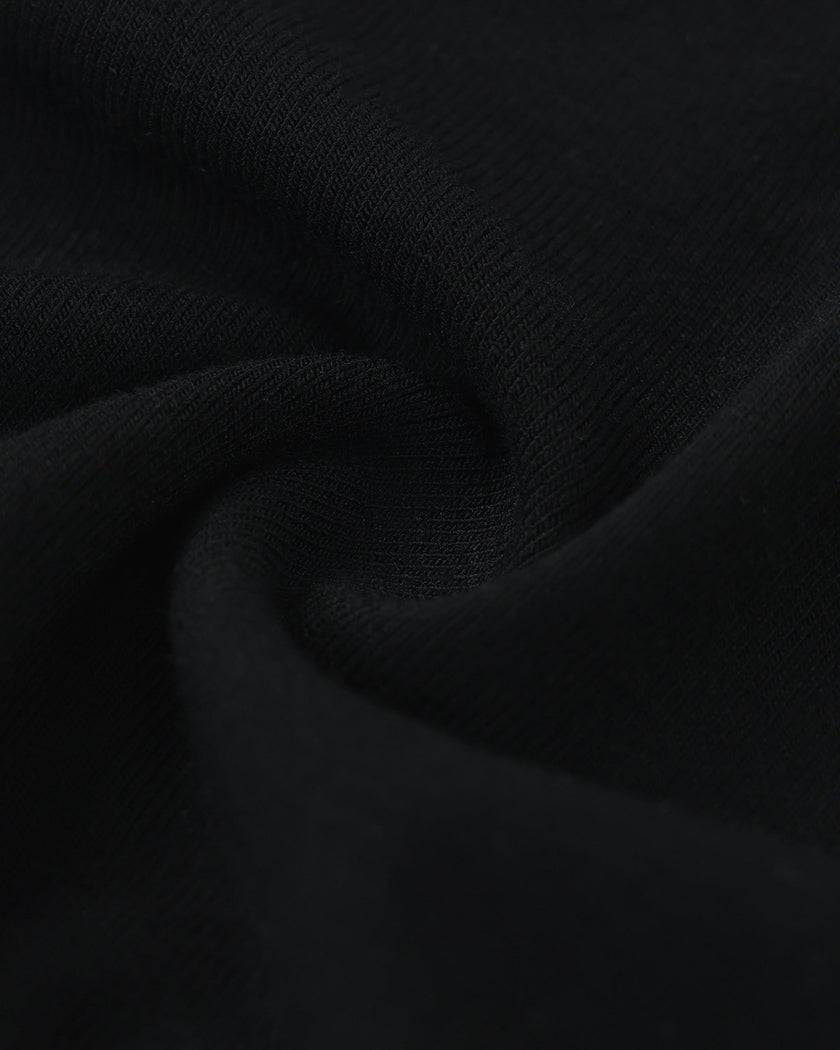 Detailed fabric texture closeup of the Athlesi TrackLine V-Neck Crop Tee in black