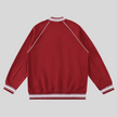 TrackLine Varsity Jacket in Red back view with raglan sleeve construction