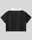 Back view of the Athlesi TrackLine Varsity Jersey in black and white