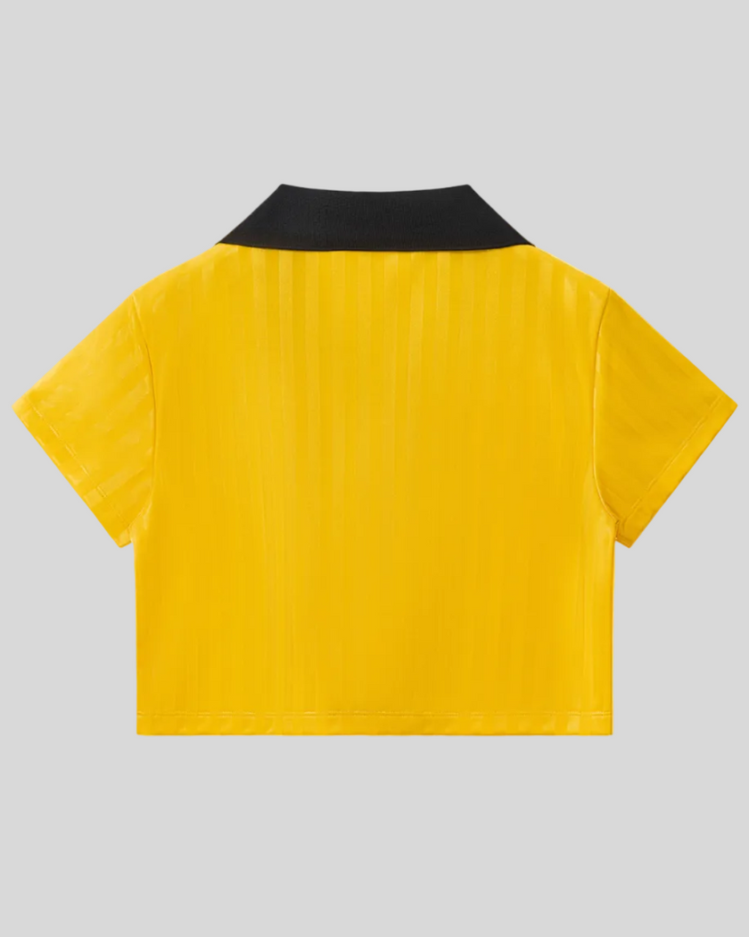 Back view of the Athlesi TrackLine Varsity Jersey in yellow and black