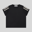 Athlesi TrackLine Varsity Tee in black with contrast varsity stripe sleeves shown in flatlay front view