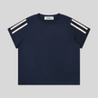 Athlesi TrackLine Varsity Tee in blue with contrast varsity stripe sleeves shown in flatlay front view