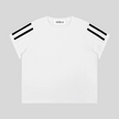 Athlesi TrackLine Varsity Tee in white with contrast varsity stripe sleeves shown in flatlay front view