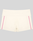 TrackLine Yoga Shorts in apricot with contrast stitching back view