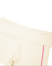 Closeup of back waistband on TrackLine Yoga Shorts in apricot