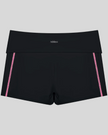 TrackLine Yoga Shorts in black with contrast stitching back view