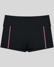 TrackLine Yoga Shorts in black with contrast stitching front view
