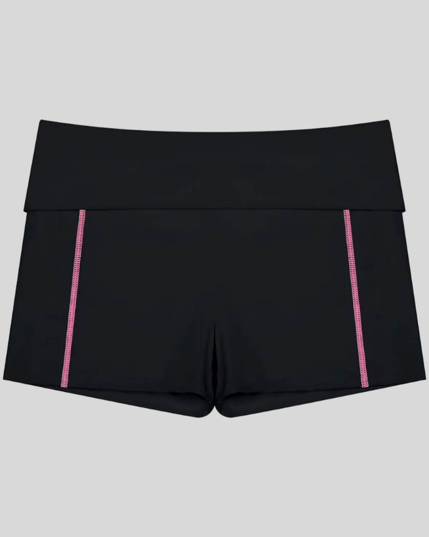 TrackLine Yoga Shorts in black with contrast stitching front view