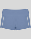 TrackLine Yoga Shorts in blue with contrast stitching back view