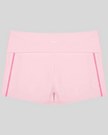 TrackLine Yoga Shorts in pink with contrast stitching back view