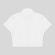 Back view flatlay of the Athlesi TrackLine Zip Crop Tee in white with contrast stripe sleeve detailing.