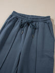 High-waist waistband detail on UrbanEase lounge pants in Dusty Blue