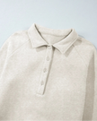 Close-up of collar detail on UrbanEase Collared Sweatshirt in Light Gray