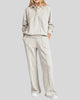 UrbanEase Collared Set in Light Gray, front view with collared sweatshirt and high-waist pants
