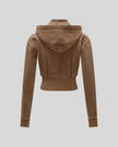 Back view of Vintage Washed Edition Hoodie in Coffee with detachable hood and ribbed waistband