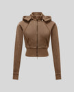 Vintage Washed Edition Hoodie in Coffee with cropped silhouette, contoured seams and front zipper