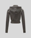 Back view of Vintage Washed Edition Hoodie in Dark Gray with detachable hood and ribbed waistband
