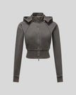 Vintage Washed Edition Hoodie in Dark Gray with cropped silhouette, contoured seams and front zipper