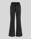 Vintage Washed Edition Pants in Black with flared legs and drawstring waist, front view