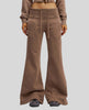 Lower body front view of woman wearing Vintage Washed Edition Pants in Coffee, showing flared leg silhouette