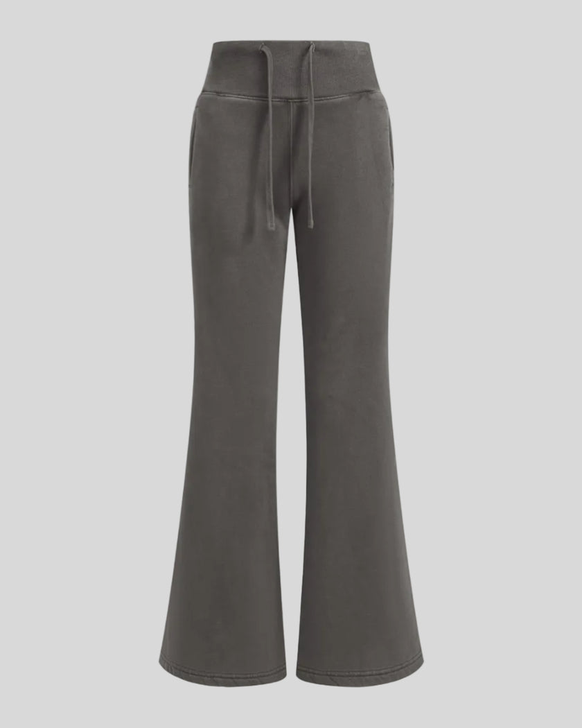 Vintage Washed Edition Pants in Dark Gray with flared legs and drawstring waist, front view