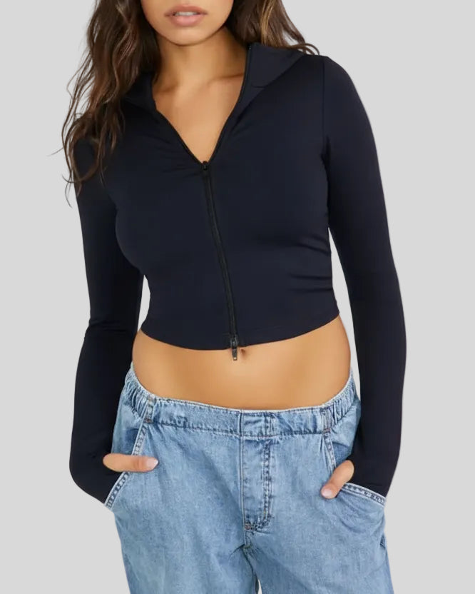 A women's black lightweight zip-up active jacket - Athlesi