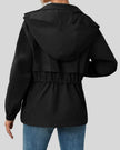 WeekendEase Hooded Jacket in black back view showing relaxed structure