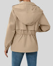 WeekendEase Hooded Jacket in khaki back view showing relaxed structure