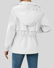 WeekendEase Hooded Jacket in white back view showing relaxed structure