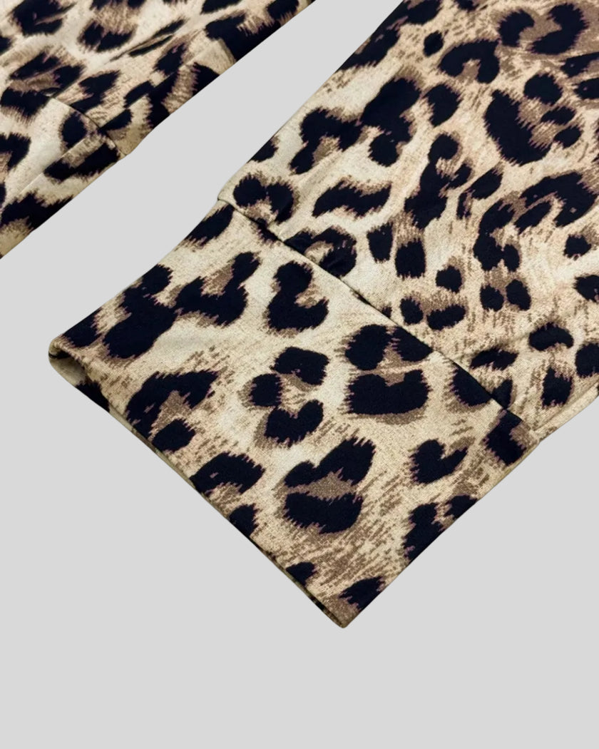 Detail of pant hem on Athlesi leopard set