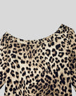 Asymmetrical neckline detail on Athlesi leopard print set